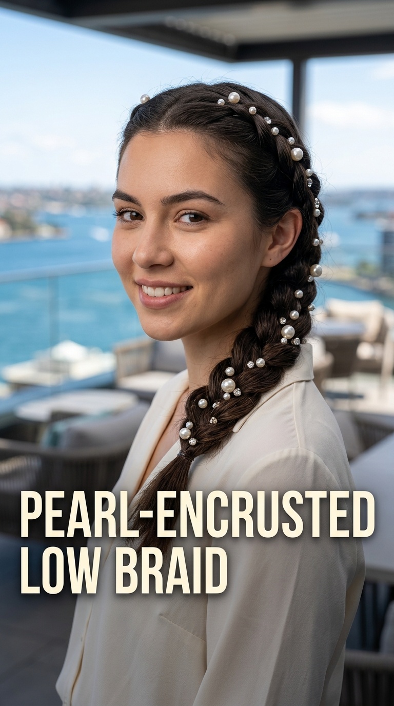Pearl-Encrusted Low Braid