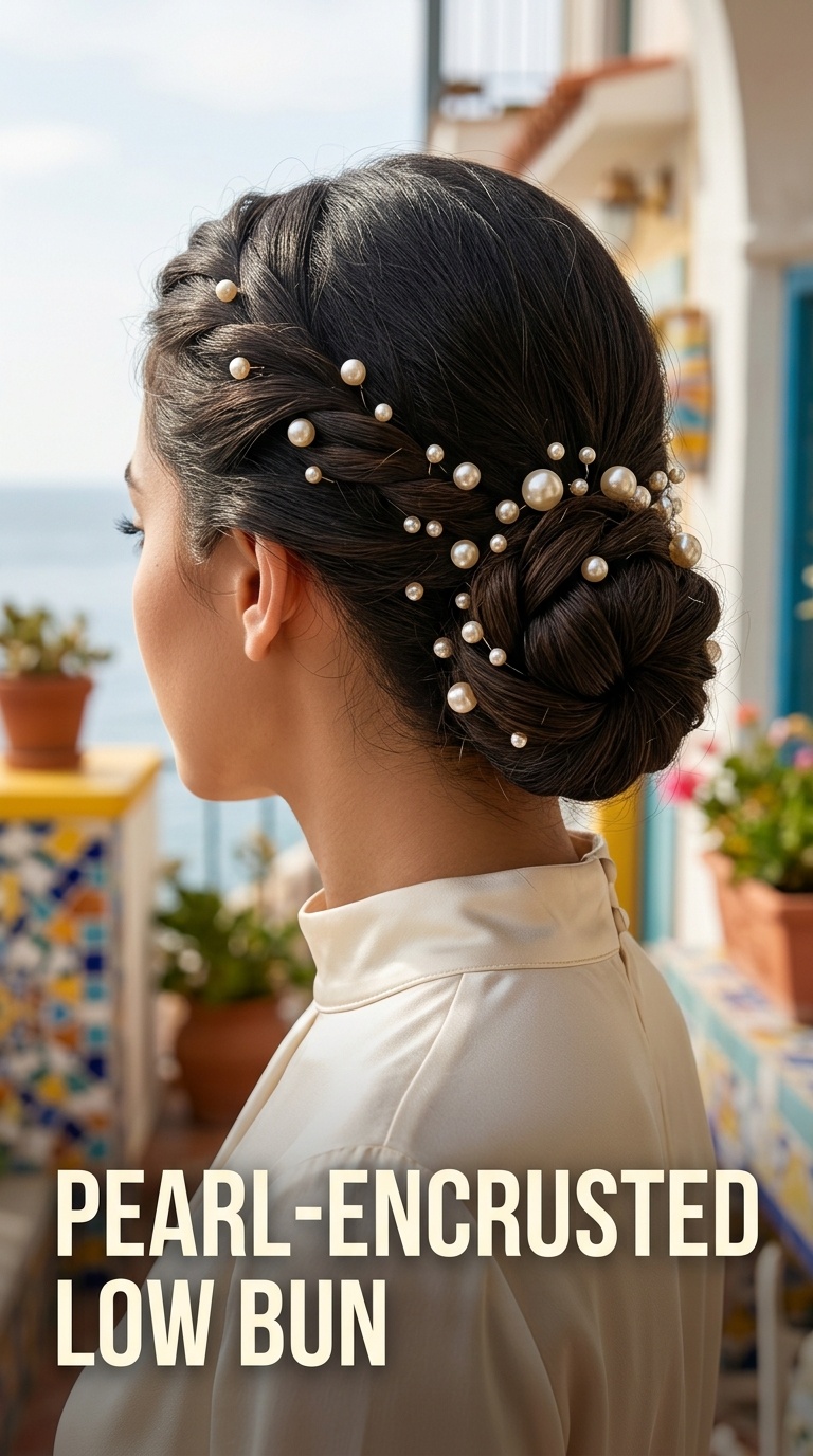 Pearl-Encrusted Low Bun
