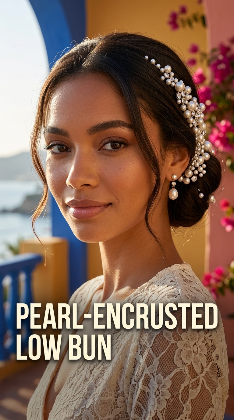 Pearl-Encrusted Low Bun