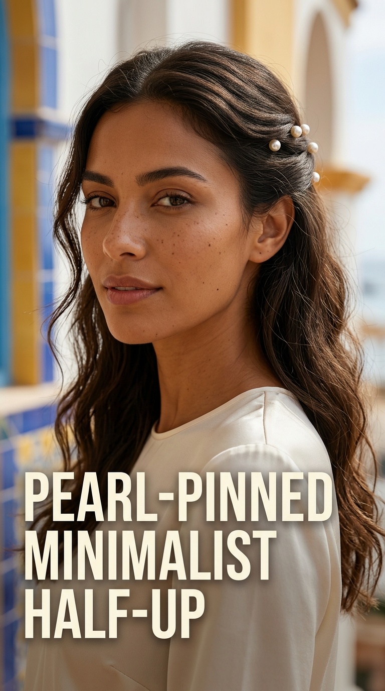 Pearl-Pinned Minimalist Half-Up
