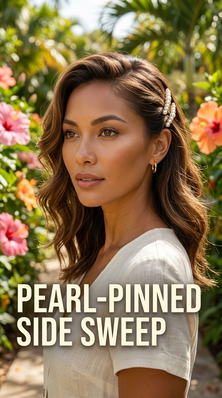Pearl-Pinned Side Sweep