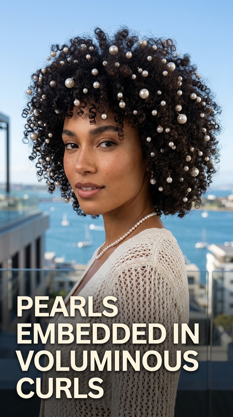 Pearls Embedded in Voluminous Curls