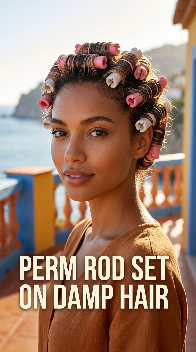 Perm Rod Set on Damp Hair