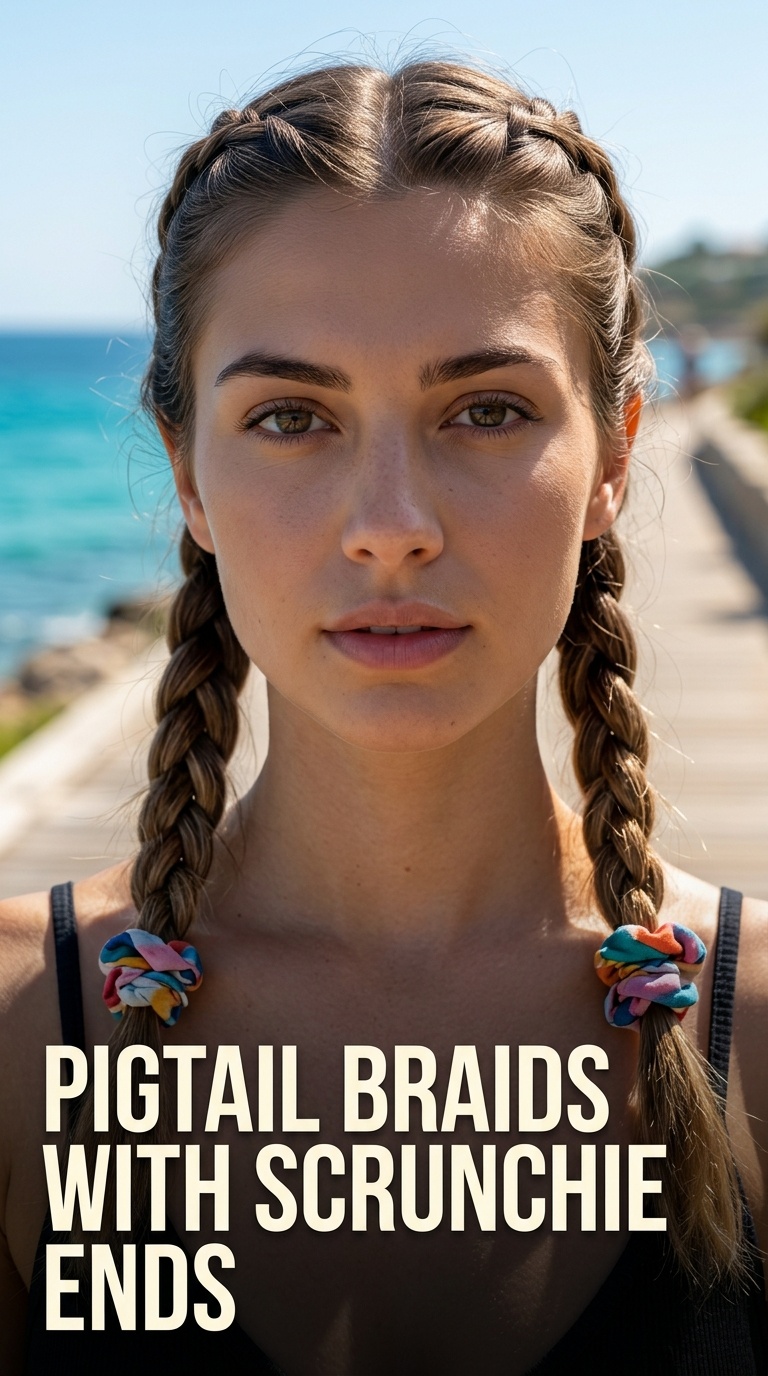 Pigtail Braids with Scrunchie Ends