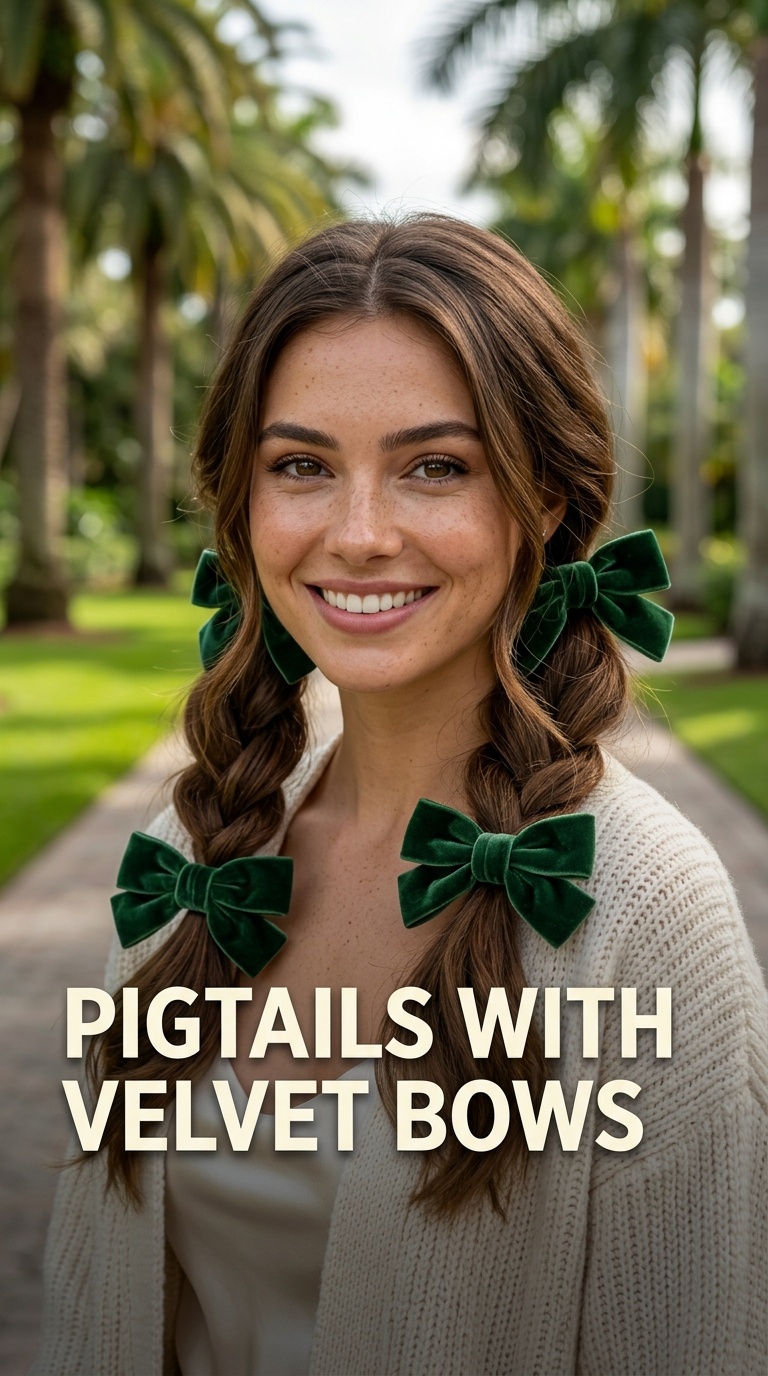 Pigtails with Velvet Bows