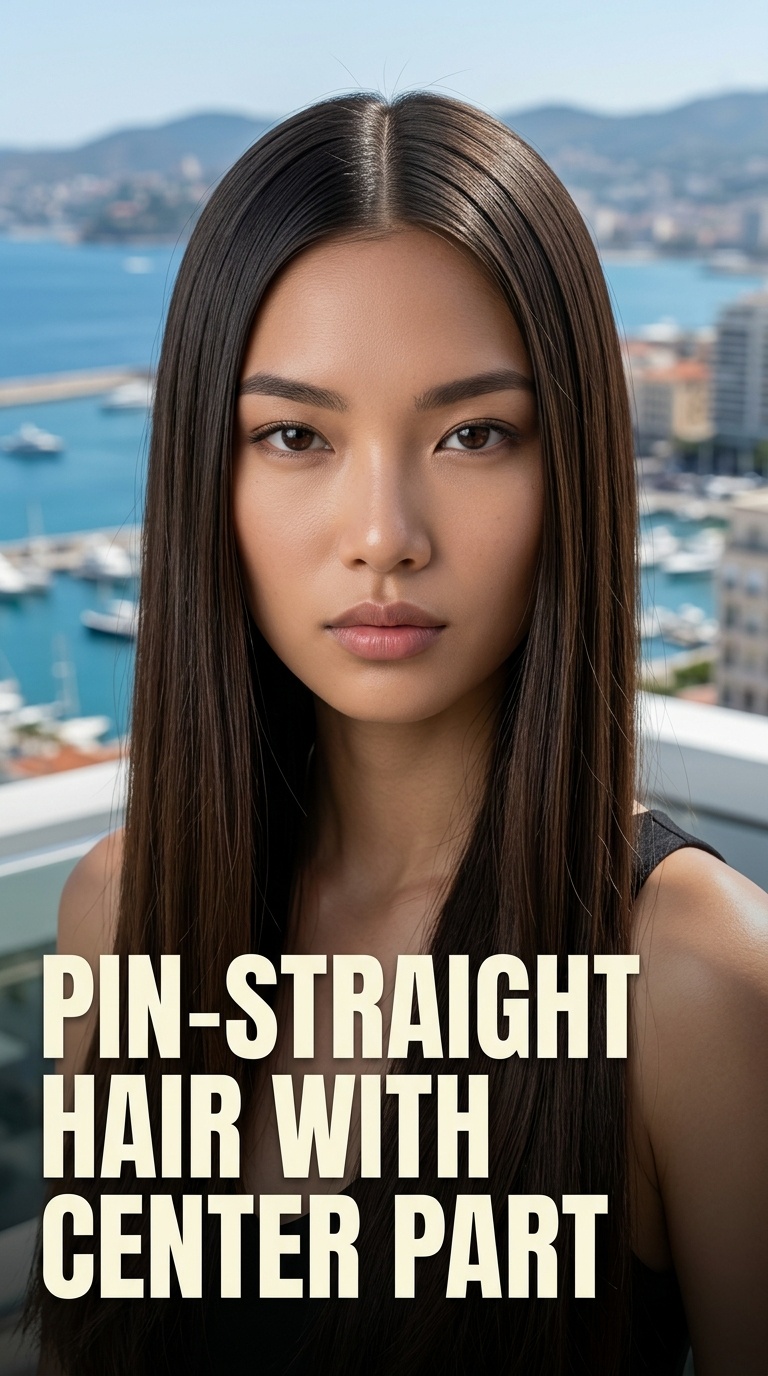Pin-Straight Hair with Center Part