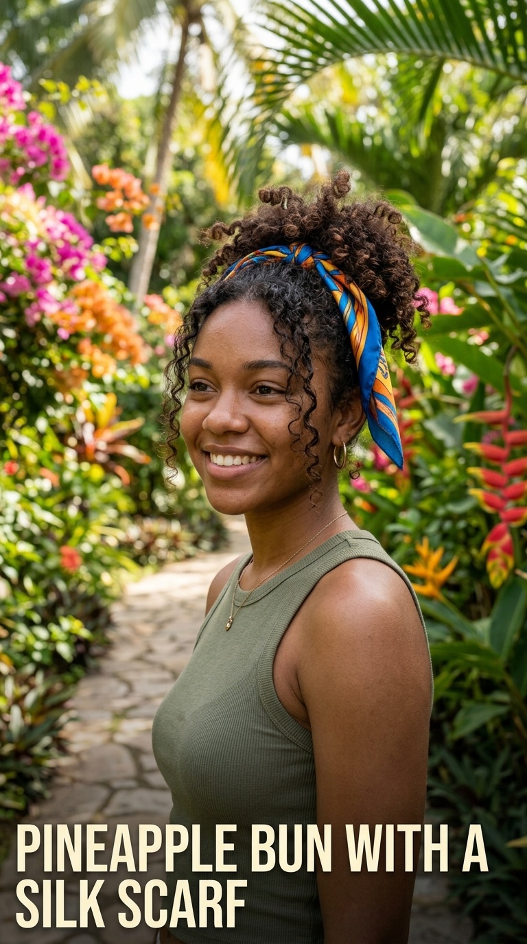 Pineapple Bun with a Silk Scarf