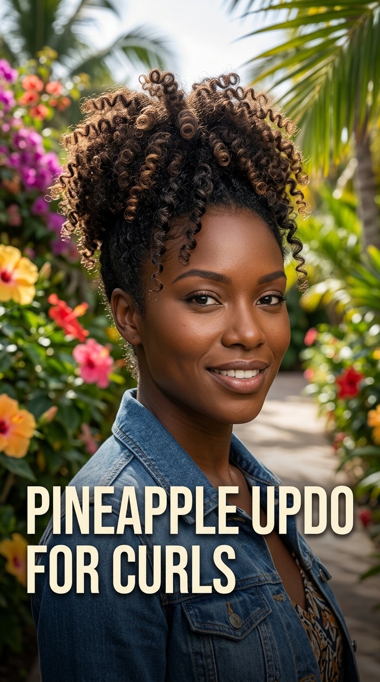 Pineapple Updo for Curls