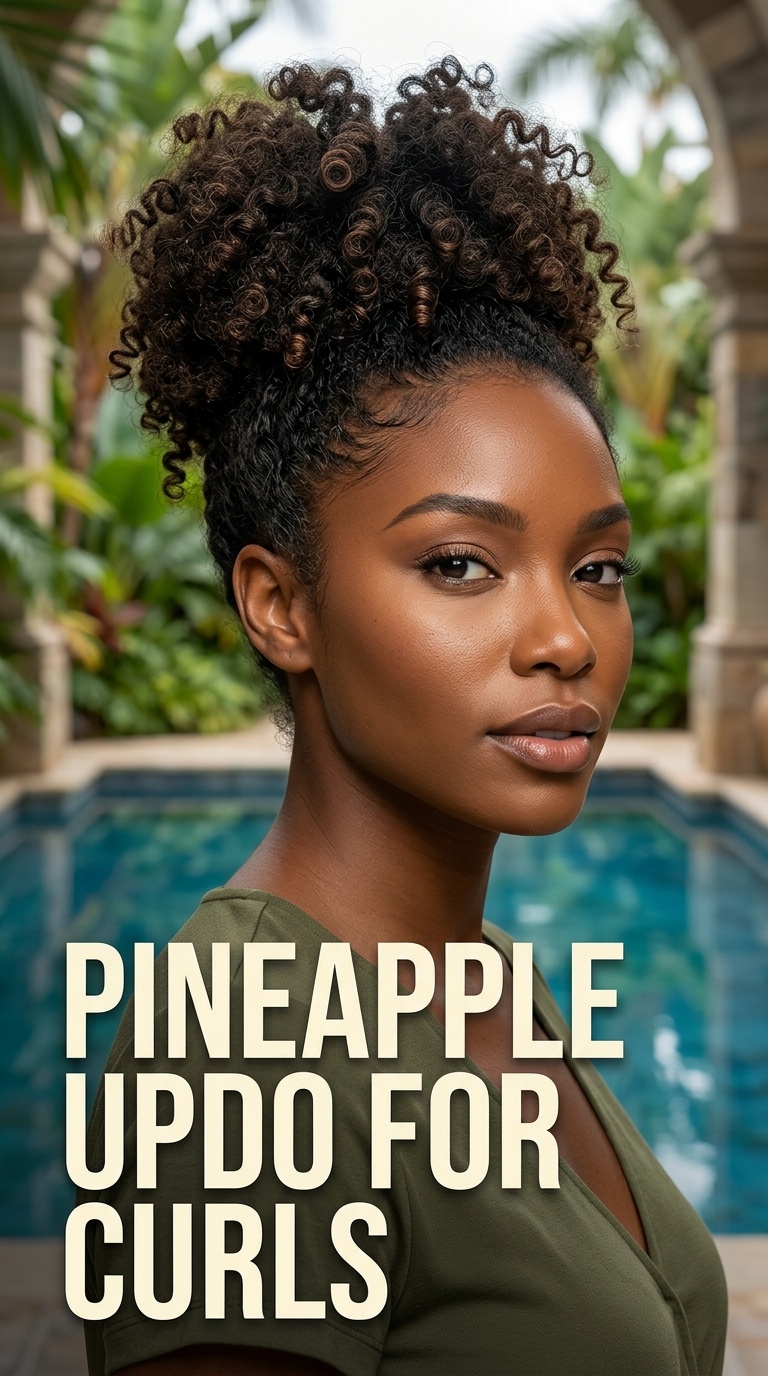 Pineapple Updo for Curls