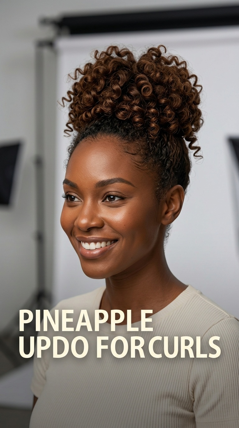 Pineapple Updo for Curls