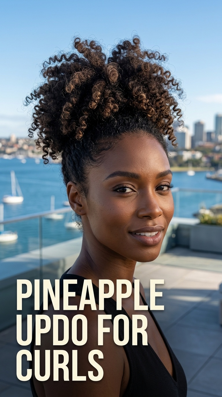 Pineapple Updo for Curls