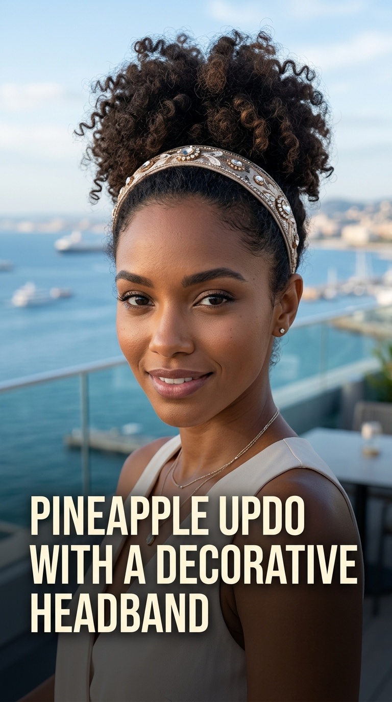 Pineapple Updo with a Decorative Headband