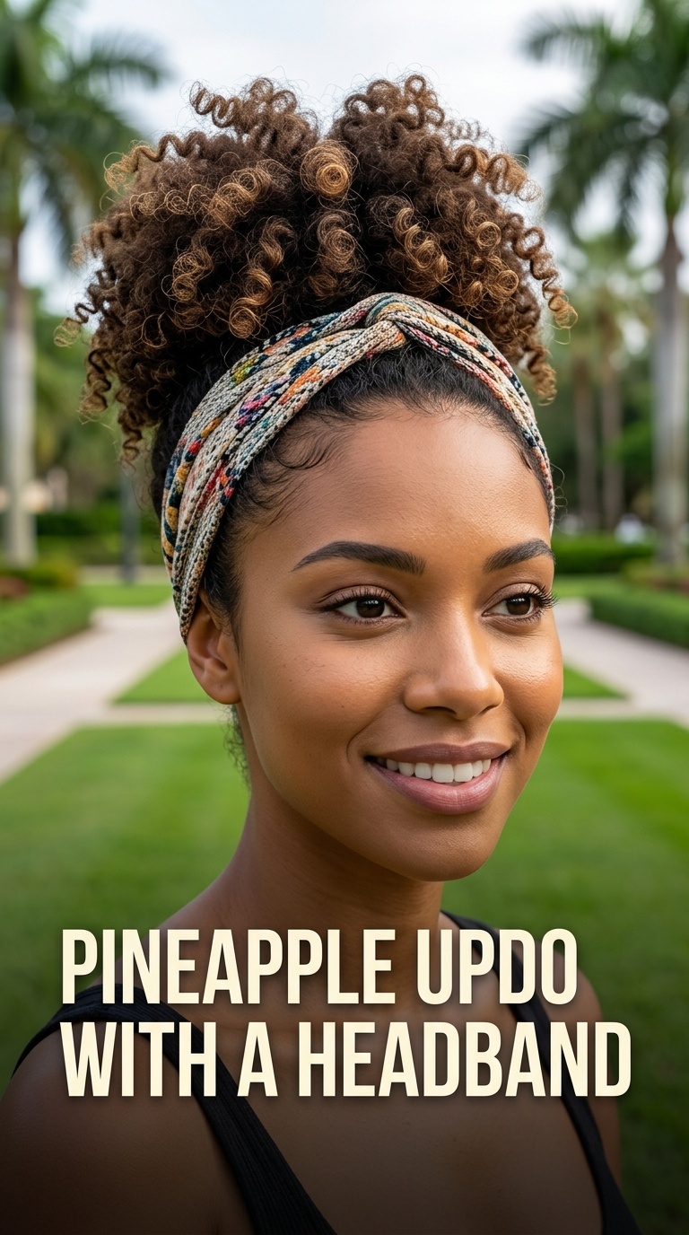 Pineapple Updo with a Headband