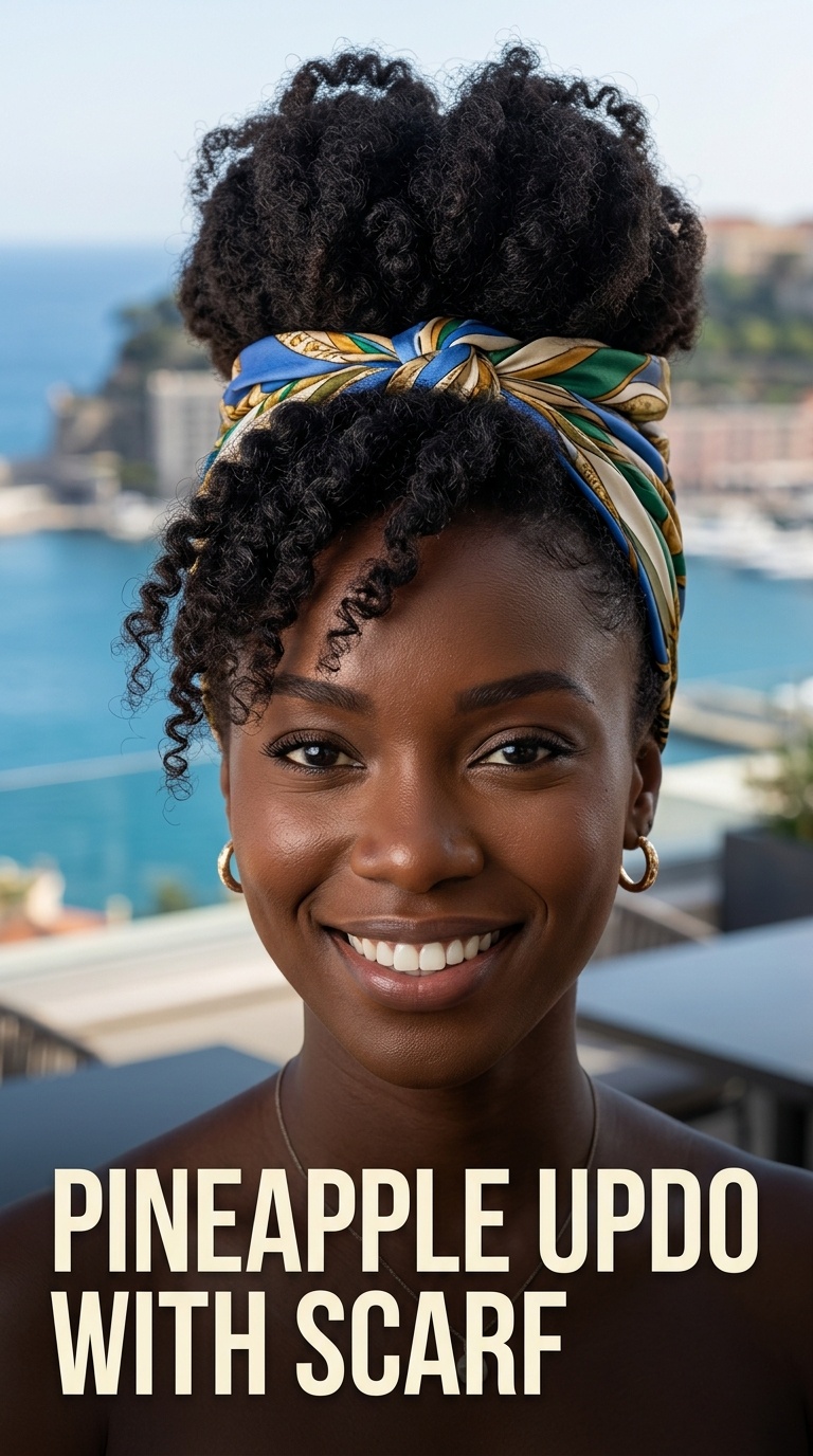 Pineapple Updo with Scarf