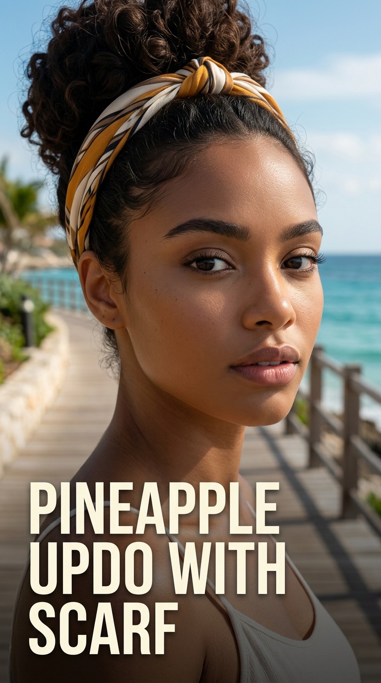Pineapple Updo with Scarf