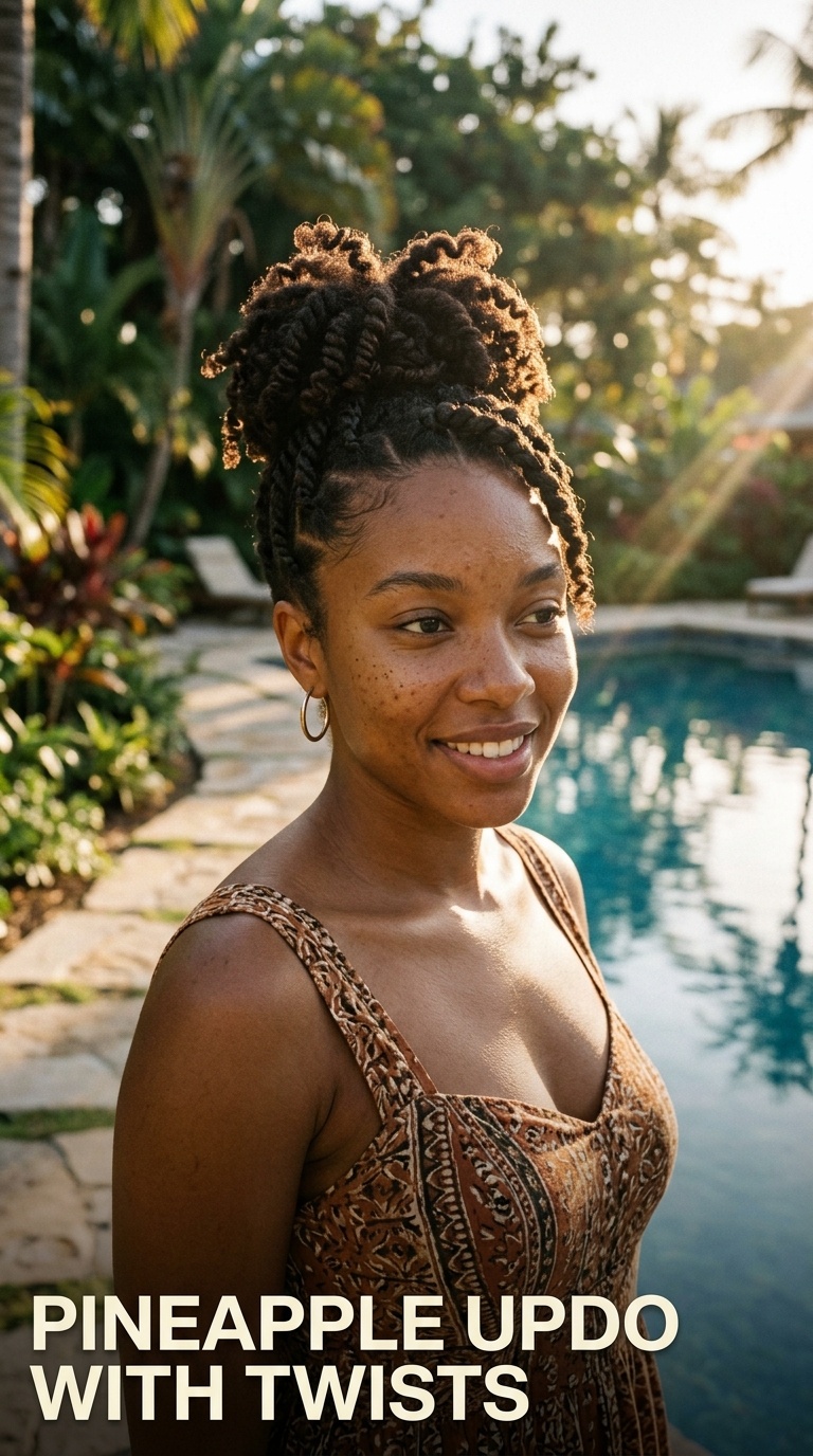 Pineapple Updo with Twists