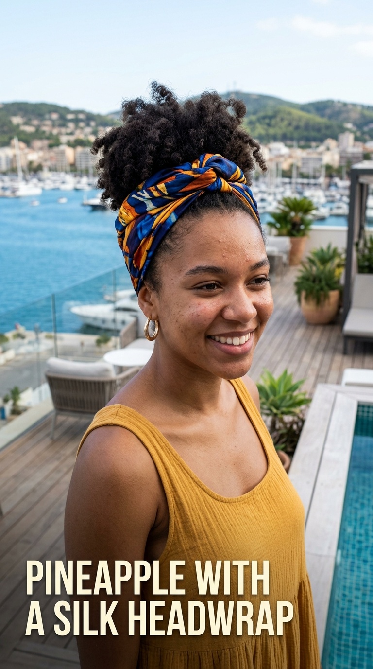 Pineapple with a Silk Headwrap