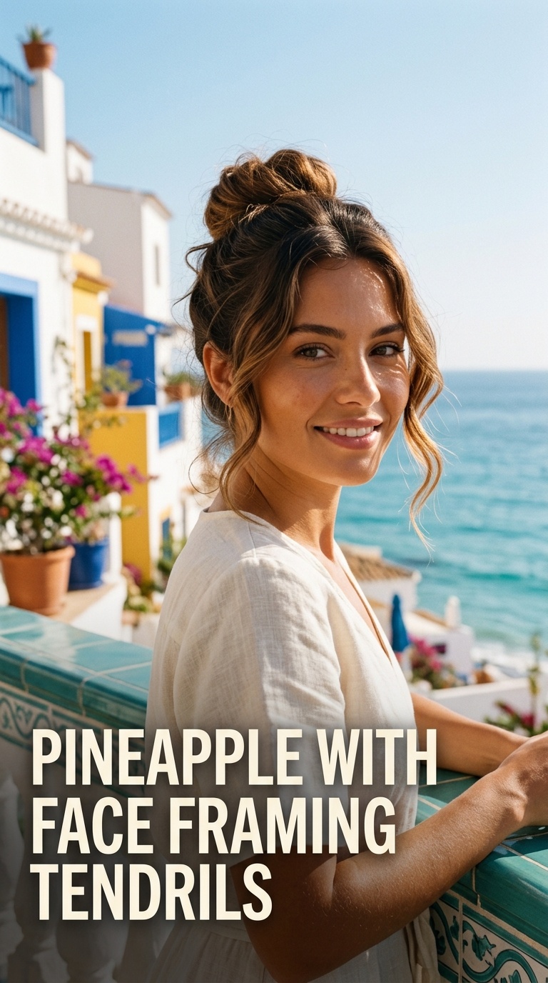 Pineapple with Face Framing Tendrils