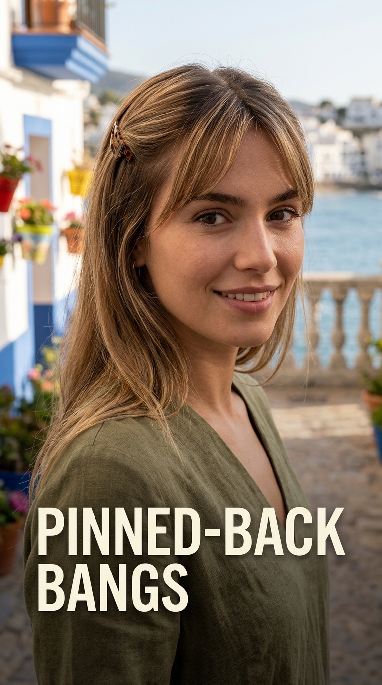 Pinned-Back Bangs