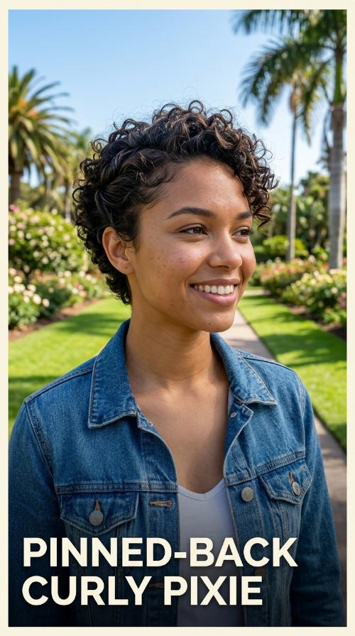 Pinned-Back Curly Pixie