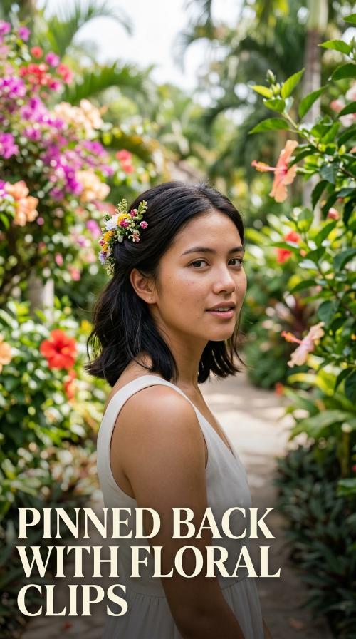 Pinned Back with Floral Clips