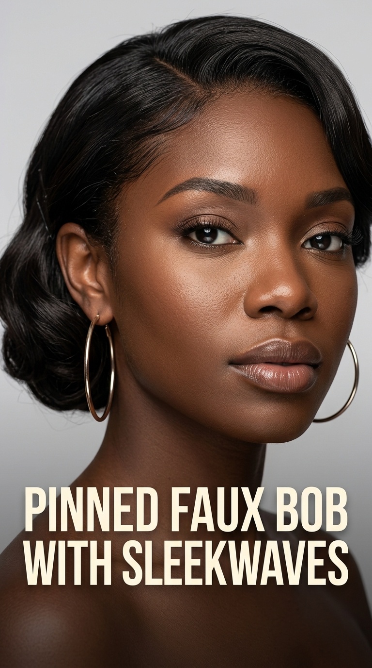 Pinned Faux Bob with Sleek Waves
