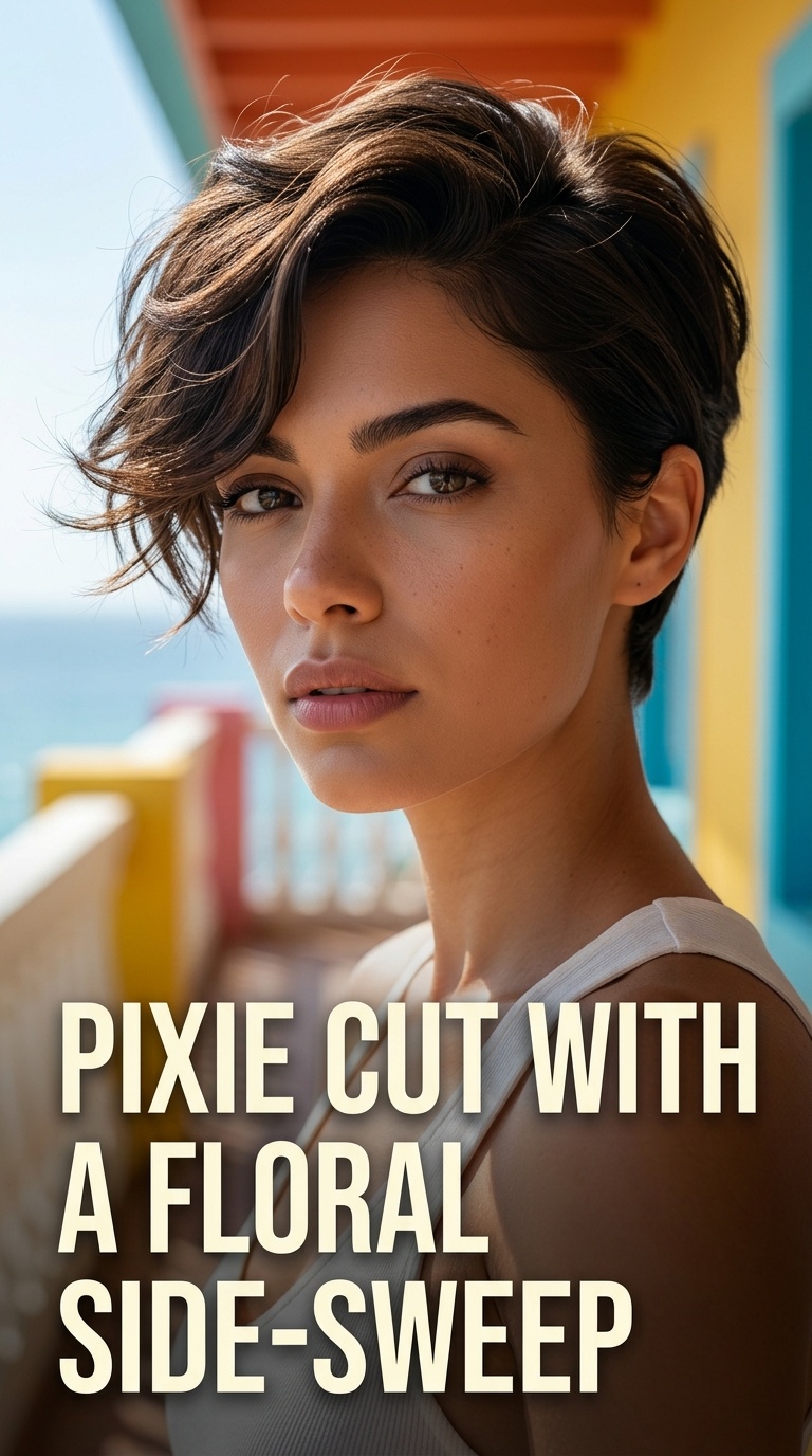 Pixie Cut with a Floral Side-Sweep