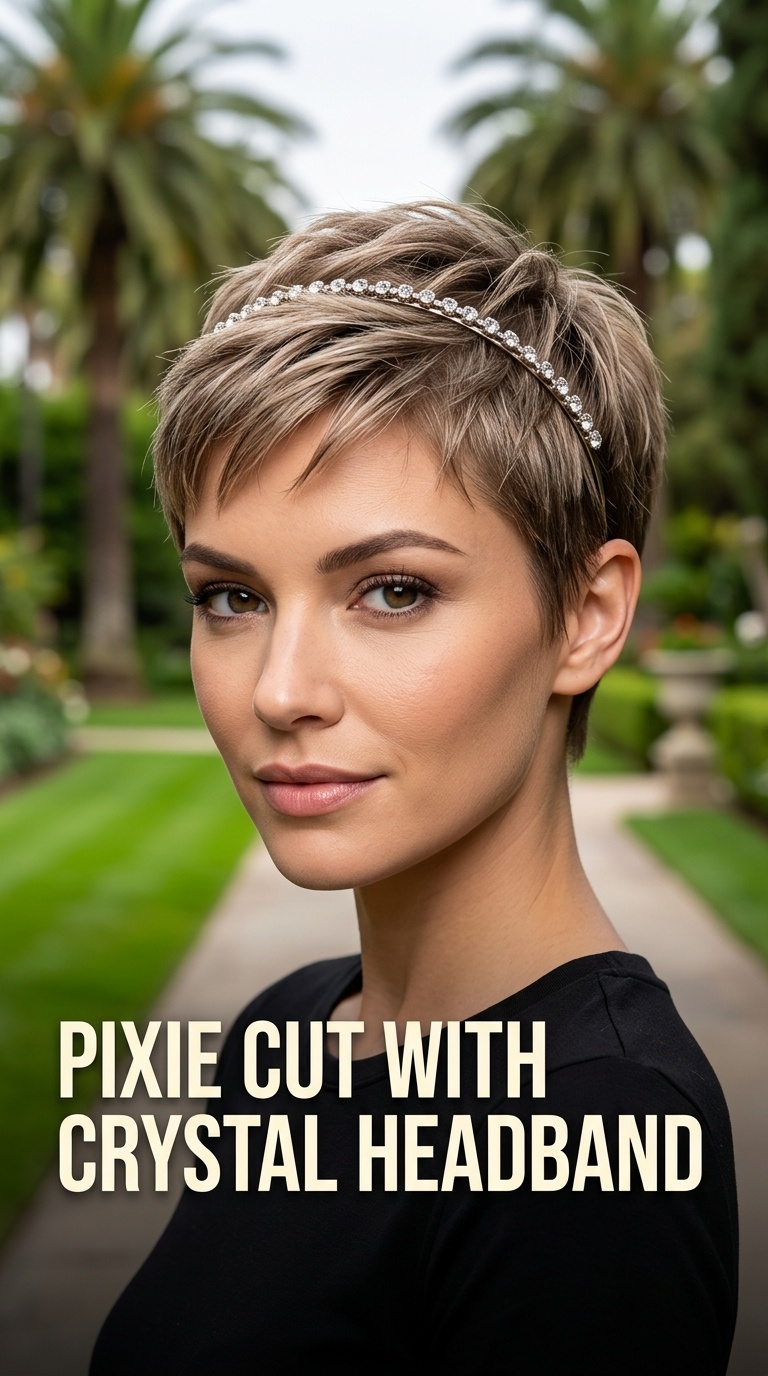 Pixie Cut with Crystal Headband