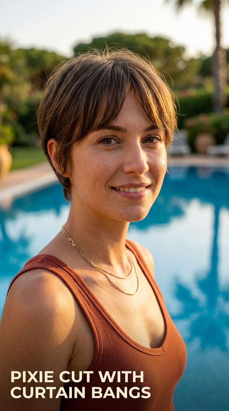 Pixie Cut with Curtain Bangs