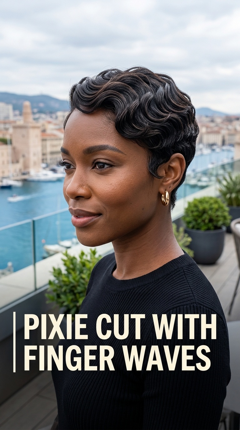 Pixie Cut with Finger Waves