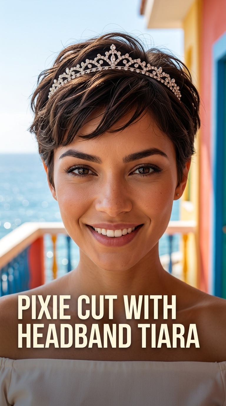 Pixie Cut with Headband Tiara