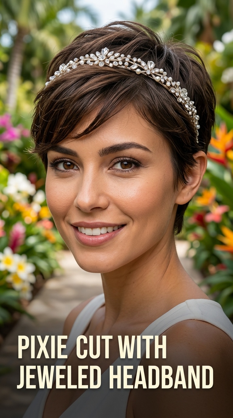 Pixie Cut with Jeweled Headband