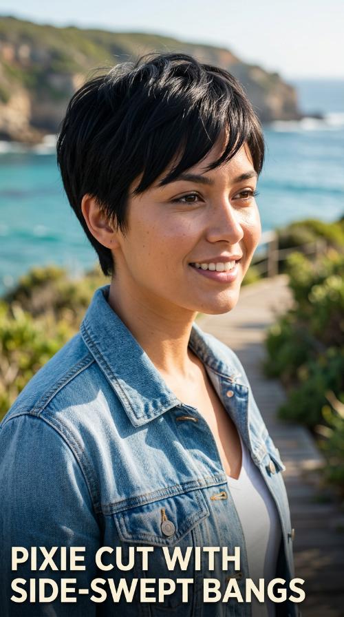 Pixie Cut with Side-Swept Bangs