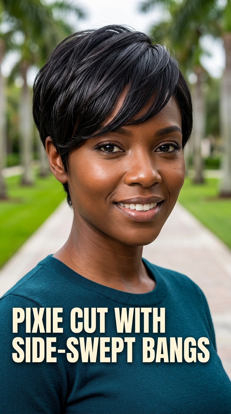 Pixie Cut with Side-Swept Bangs