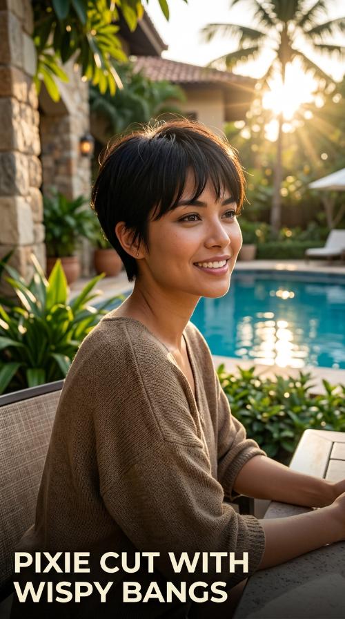 Pixie Cut with Wispy Bangs