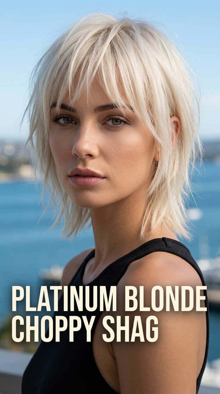Platinum Blonde Choppy Shag