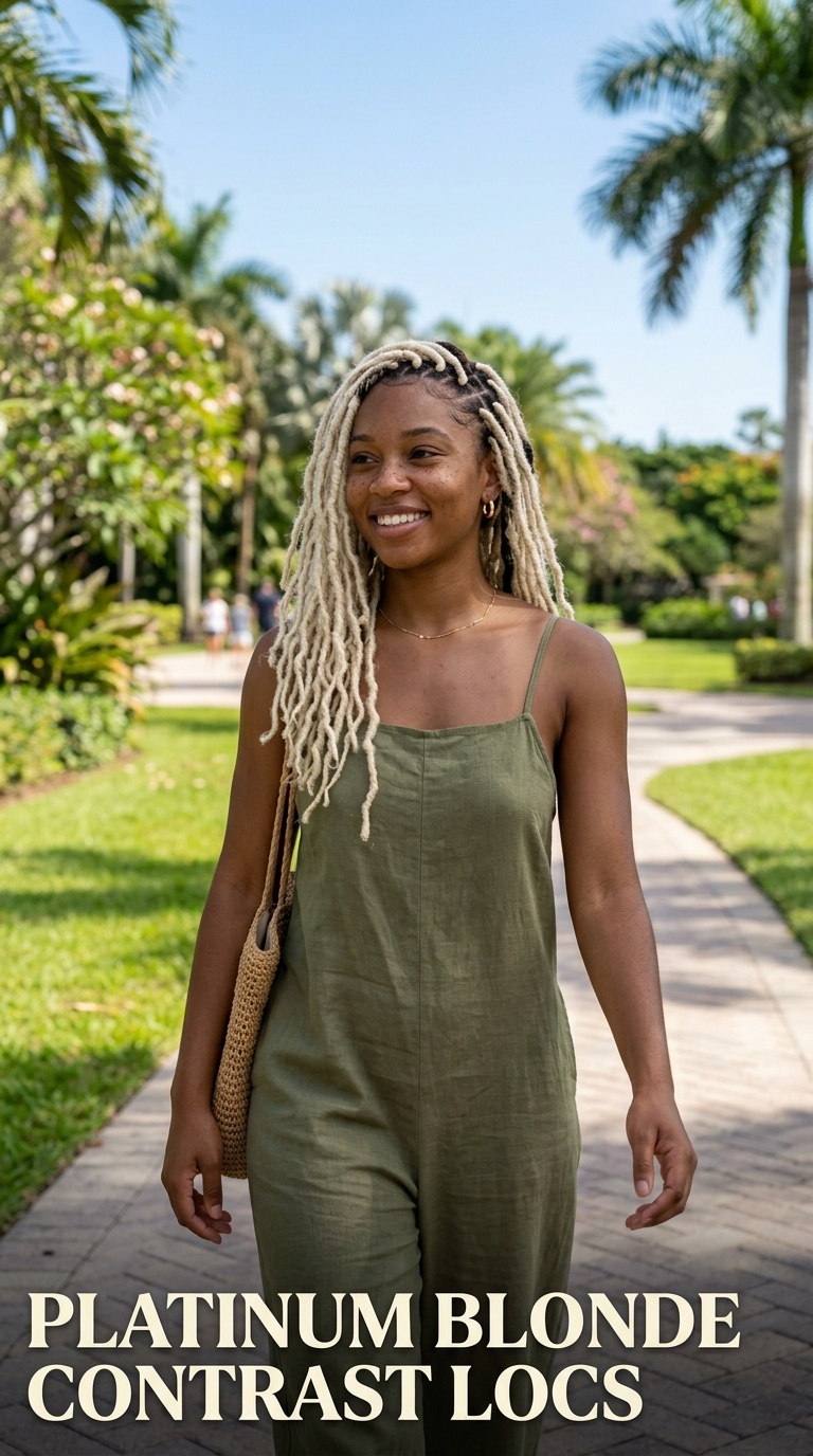 Platinum Blonde Contrast Locs