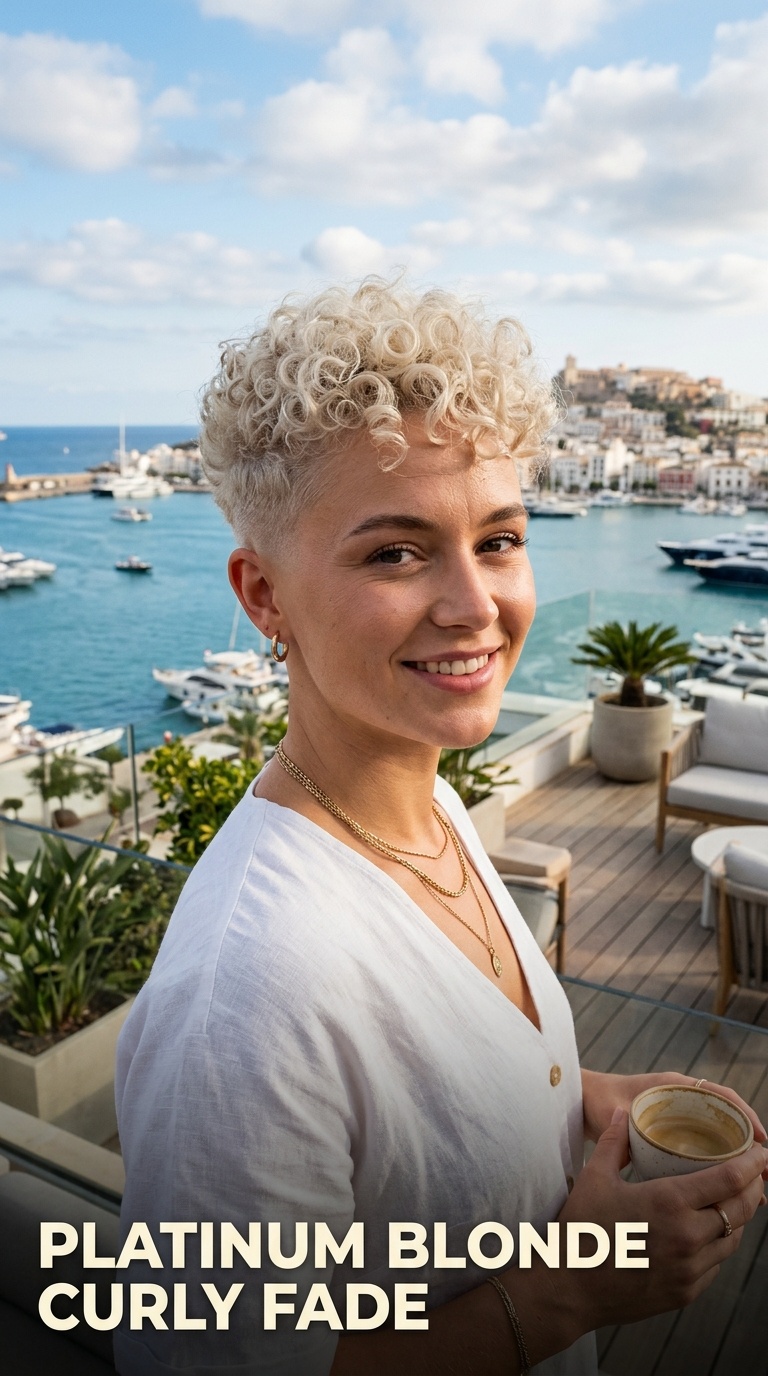 Platinum Blonde Curly Fade