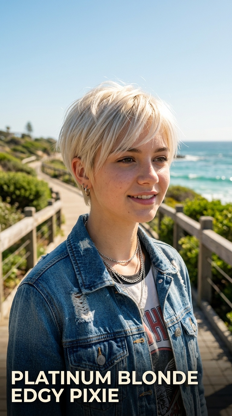 Platinum Blonde Edgy Pixie