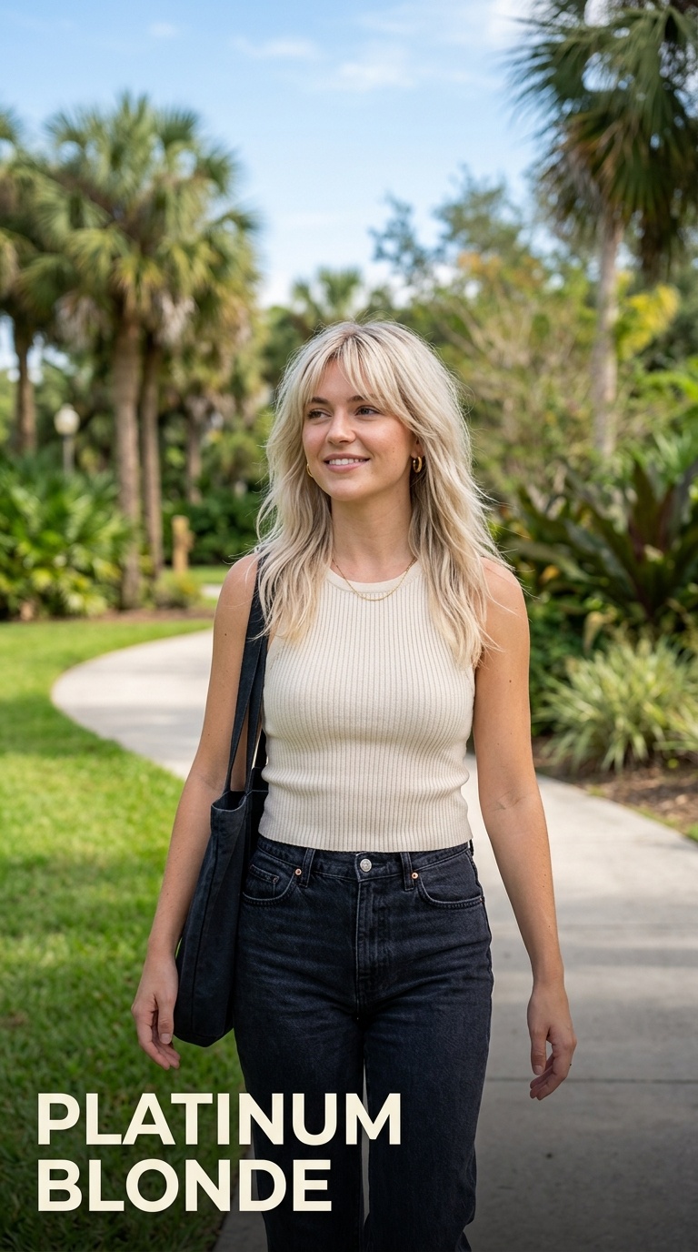 Platinum Blonde Face-Framing Shag