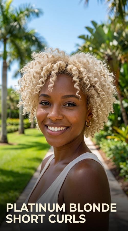 Platinum Blonde Short Curls