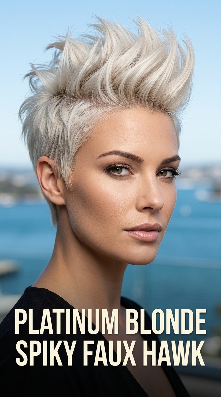 Platinum Blonde Spiky Faux Hawk