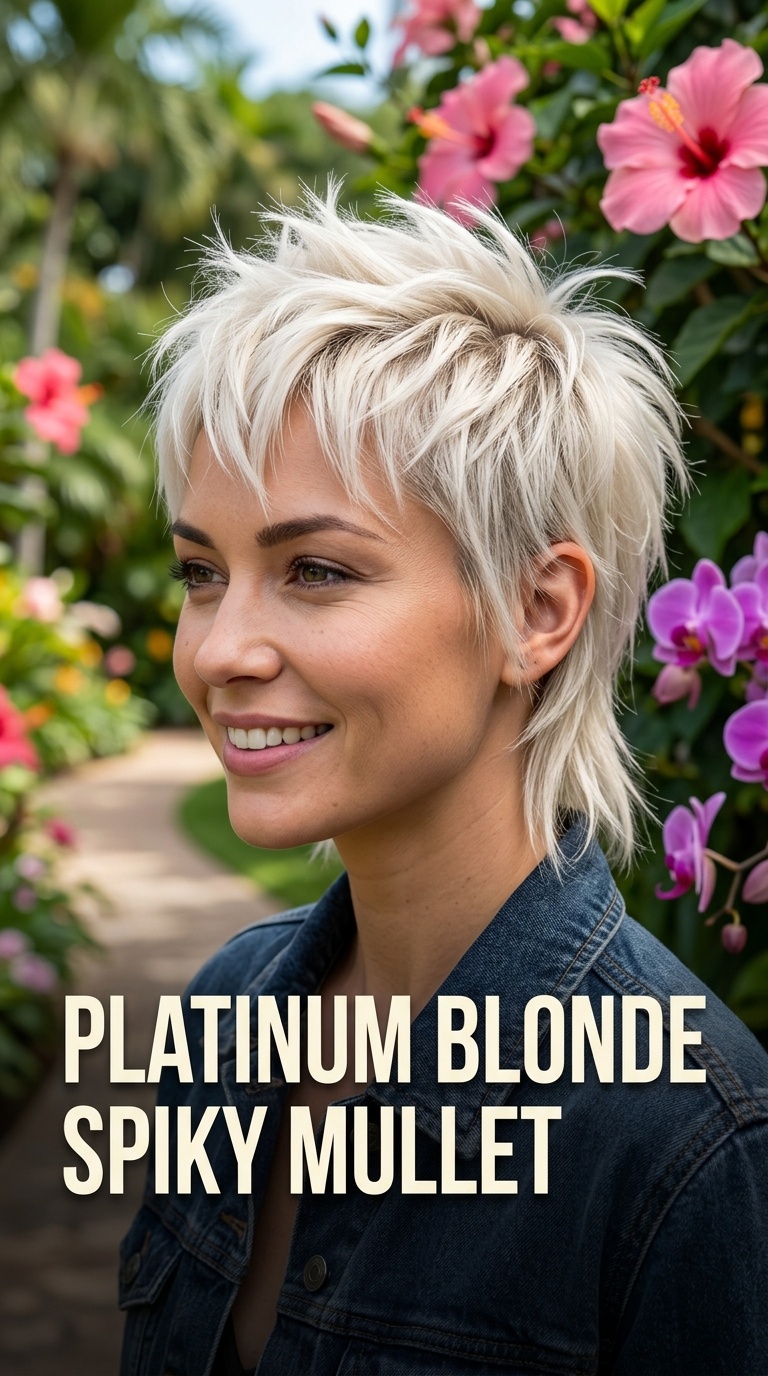 Platinum Blonde Spiky Mullet