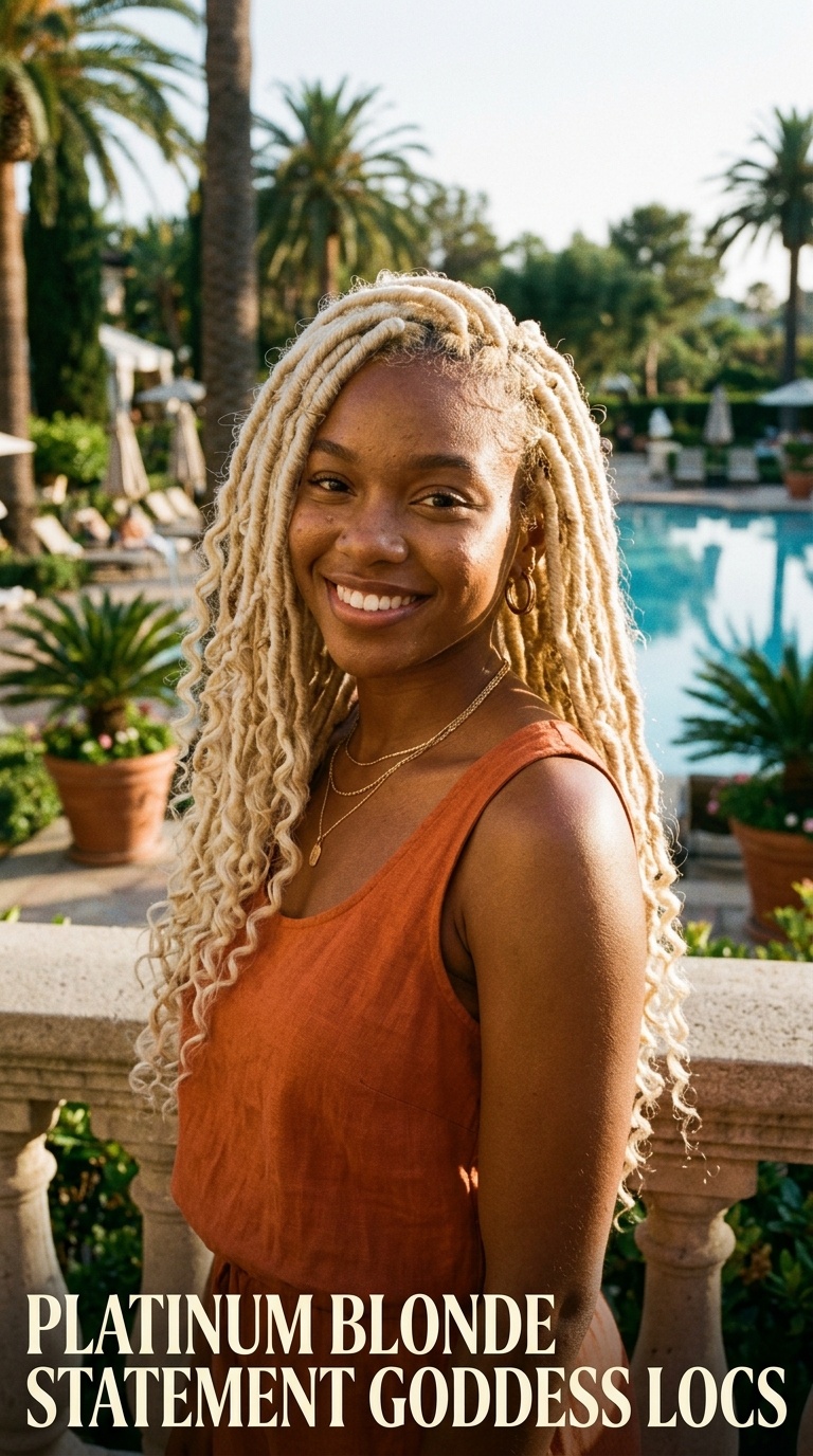 Platinum Blonde Statement Goddess Locs