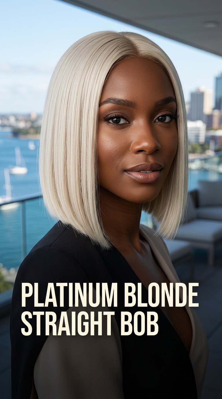 Platinum Blonde Straight Bob