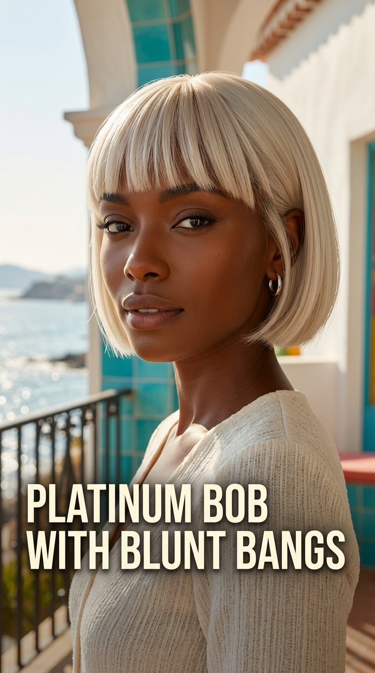 Platinum Bob with Blunt Bangs