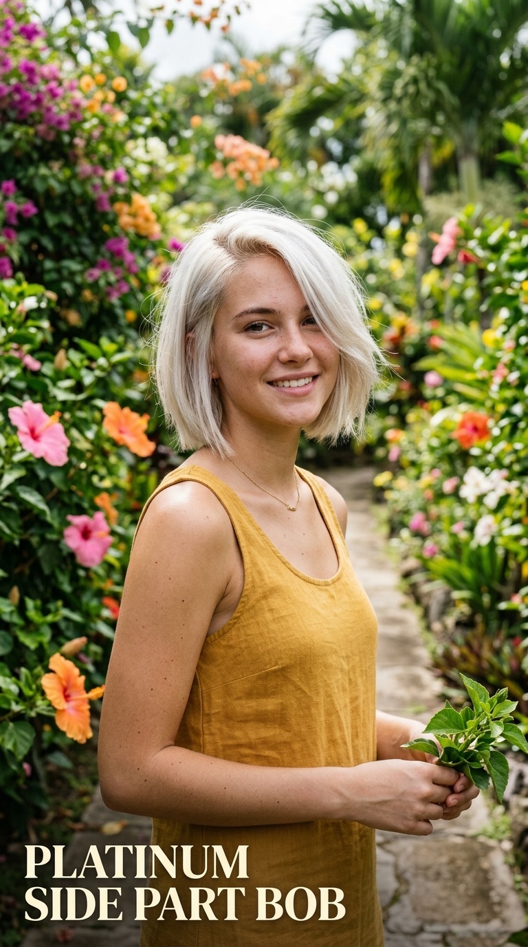 Platinum Side Part Bob