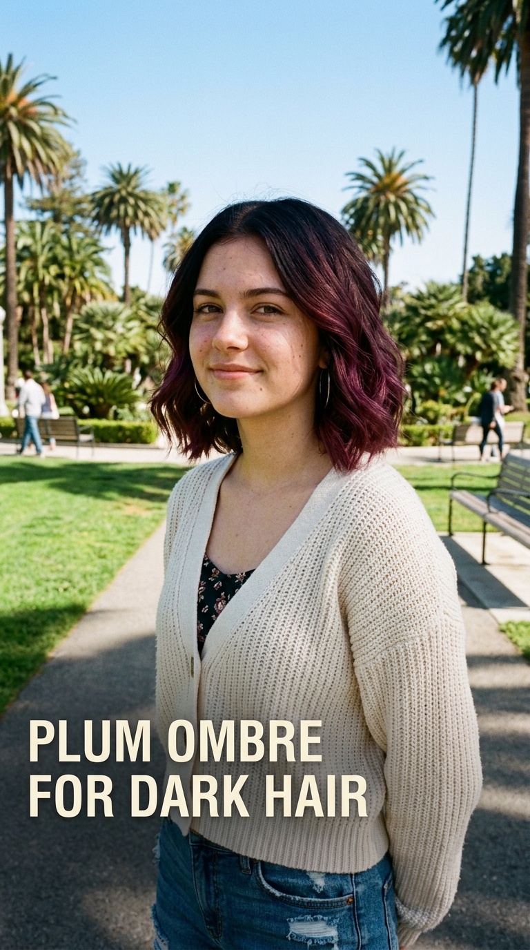 Plum Ombre for Dark Hair