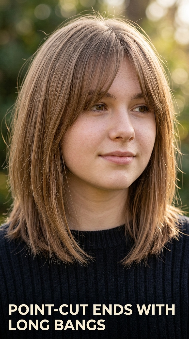 Point-Cut Ends with Long Bangs