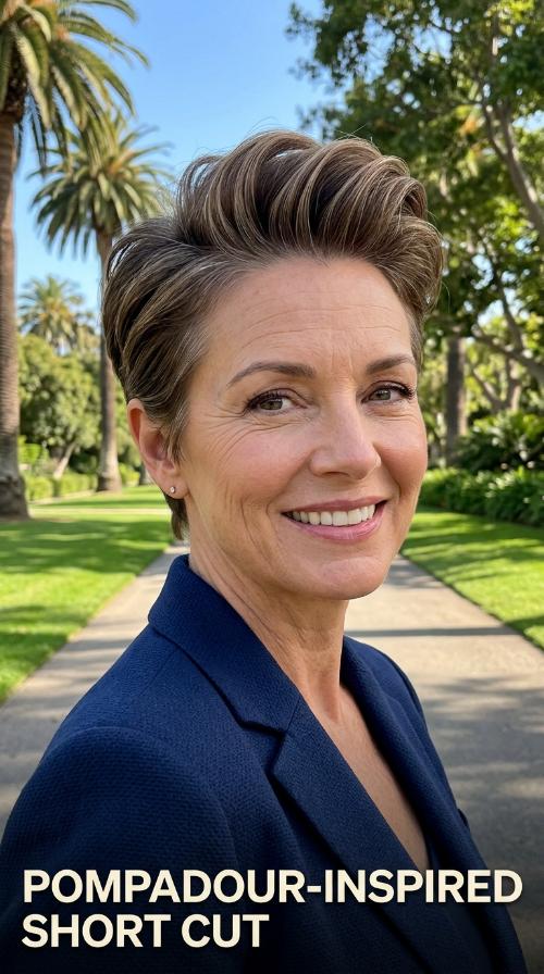 Pompadour-Inspired Short Cut